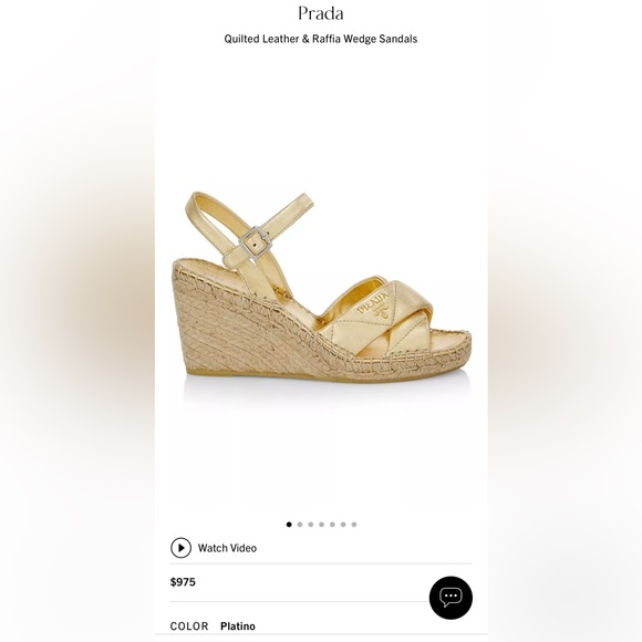 Prada quilted Leather & Raffia Wedge Sandals - Picture 7 of 10